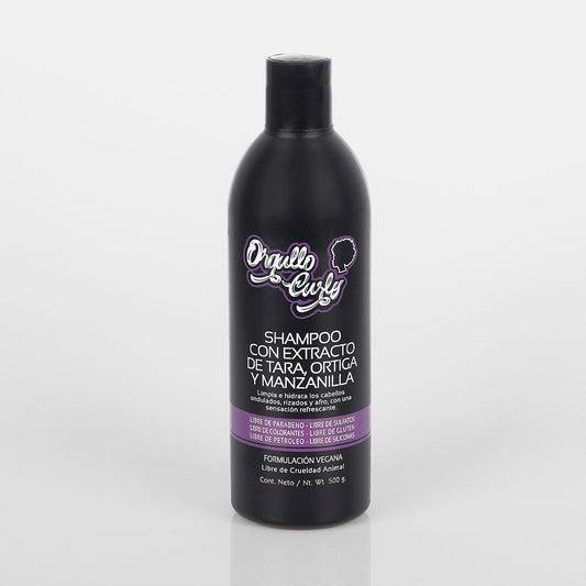 Orgullo Curly Shampoo con Extracto de Tara, Ortiga y Manzanilla